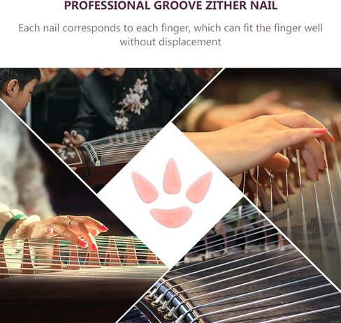 DECHOUS Guzheng Practice Nail Covers Large Pomegranate Red Crystal Finger Picks Professional Performance Protective Guzheng Nails for Stringed Instrument Players in Kuwait