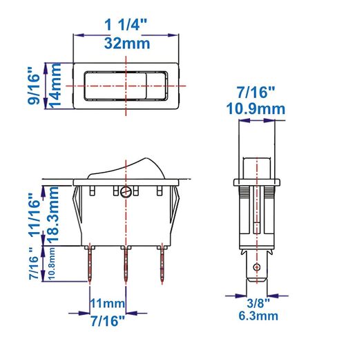مفتاح تشغيل/إيقاف تشغيل ZE-235L - 16A 125V SPST، مفتاح ثلاثي الشق لأغطية المطبخ والمصابيح والأجهزة والمواقد الكهربائية ومطاحن المقاعد وشرائط الطاقة والفشار وآلات الفراغ - أسود in Kuwait