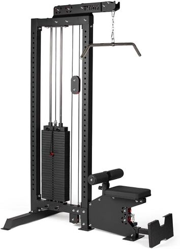 جهاز Titan Fitness LAT Tower، جهاز سحب كبل مكدس فردي بوزن 300 رطل، جهاز صف كبل منخفض منسدل LAT، مدرب مدمج موفر للمساحة، بناء قوة الظهر والكتف in Kuwait