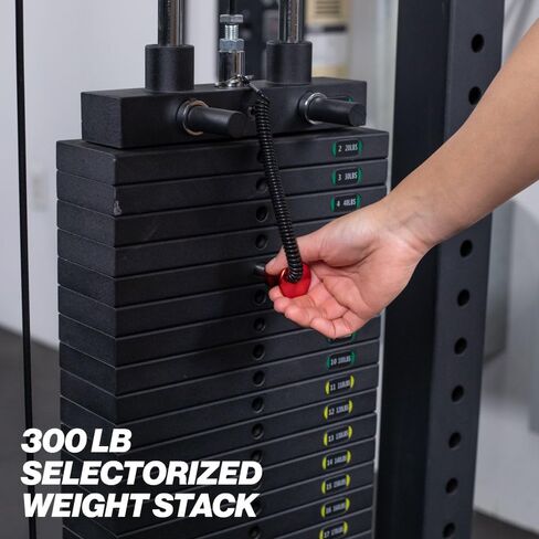 جهاز Titan Fitness LAT Tower، جهاز سحب كبل مكدس فردي بوزن 300 رطل، جهاز صف كبل منخفض منسدل LAT، مدرب مدمج موفر للمساحة، بناء قوة الظهر والكتف in Kuwait
