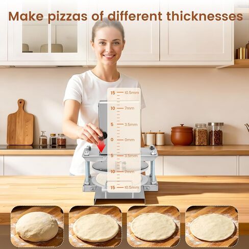 8.6" Electric Pizza Dough Press Machine– Stainless Steel Electric Dough Sheeter for Bakery, Home & Commercial Use, Electric Pizza Press for 1-2 People Includes 400 Parchment Paper in Kuwait
