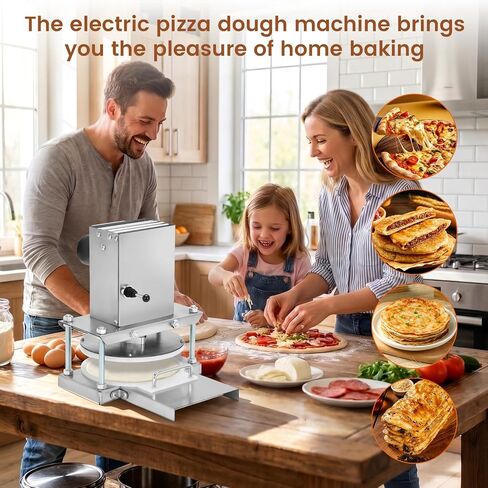 8.6" Electric Pizza Dough Press Machine– Stainless Steel Electric Dough Sheeter for Bakery, Home & Commercial Use, Electric Pizza Press for 1-2 People Includes 400 Parchment Paper in Kuwait