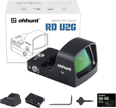 ohhunt RD U2 3 MOA Green Dot Sight متوافق مع RMR Footprint | لـ Picatinny Mount 1X24X20mm Micro Shake Awake Red جهاز الرؤية العاكس 10 مستويات سطوع in Kuwait