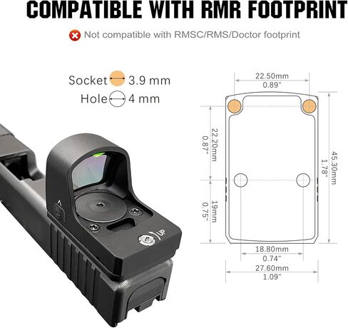 ohhunt RD U2 3 MOA Green Dot Sight متوافق مع RMR Footprint | لـ Picatinny Mount 1X24X20mm Micro Shake Awake Red جهاز الرؤية العاكس 10 مستويات سطوع in Kuwait