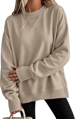 ANRABESS Women's Oversized Crewneck Long Sleeve Sweatshirts | Soft Fleece Pullover Tops with Thumb Hole Cuffs, Loose Fit Y2K Casual Outfits for School Daily Wear, Spring Fall Clothes in Saudi Arabia