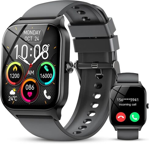 Smart Watch for Men Women,1.85" HD Fitness Tracker with Bluetooth Calls/ AI Voice Control, 120+Sports Modes, 24/7 Heart Rate/Sleep Monitor, Pedometer, Calories, Waterproof Smartwatch for Android iOS in Kuwait