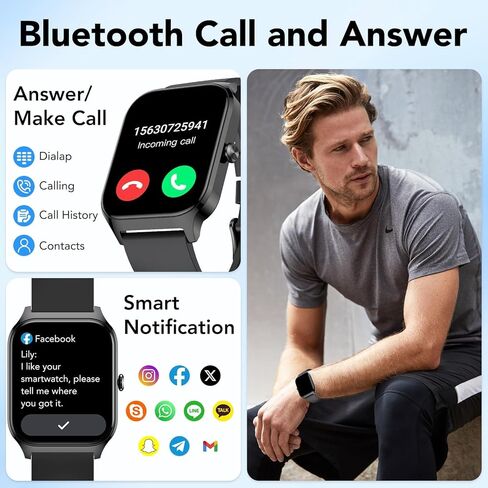 Smart Watch for Men Women,1.85" HD Fitness Tracker with Bluetooth Calls/ AI Voice Control, 120+Sports Modes, 24/7 Heart Rate/Sleep Monitor, Pedometer, Calories, Waterproof Smartwatch for Android iOS in Kuwait