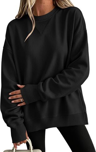 ANRABESS Women's Oversized Crewneck Long Sleeve Sweatshirts | Soft Fleece Pullover Tops with Thumb Hole Cuffs, Loose Fit Y2K Casual Outfits for School Daily Wear, Spring Fall Clothes in Saudi Arabia