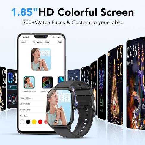 Smart Watch for Men Women,1.85" HD Fitness Tracker with Bluetooth Calls/ AI Voice Control, 120+Sports Modes, 24/7 Heart Rate/Sleep Monitor, Pedometer, Calories, Waterproof Smartwatch for Android iOS in Kuwait