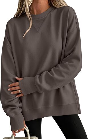 ANRABESS Women's Oversized Crewneck Long Sleeve Sweatshirts | Soft Fleece Pullover Tops with Thumb Hole Cuffs, Loose Fit Y2K Casual Outfits for School Daily Wear, Spring Fall Clothes in Saudi Arabia