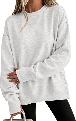 ANRABESS Women's Oversized Crewneck Long Sleeve Sweatshirts | Soft Fleece Pullover Tops with Thumb Hole Cuffs, Loose Fit Y2K Casual Outfits for School Daily Wear, Spring Fall Clothes in Saudi Arabia