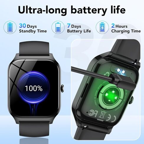 Smart Watch for Men Women,1.85" HD Fitness Tracker with Bluetooth Calls/ AI Voice Control, 120+Sports Modes, 24/7 Heart Rate/Sleep Monitor, Pedometer, Calories, Waterproof Smartwatch for Android iOS in Kuwait