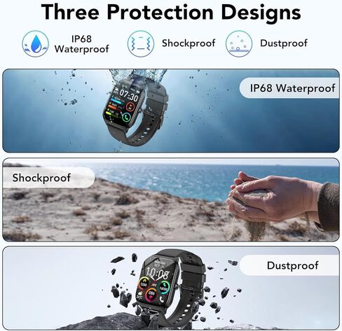 Smart Watch for Men Women,1.85" HD Fitness Tracker with Bluetooth Calls/ AI Voice Control, 120+Sports Modes, 24/7 Heart Rate/Sleep Monitor, Pedometer, Calories, Waterproof Smartwatch for Android iOS in Kuwait
