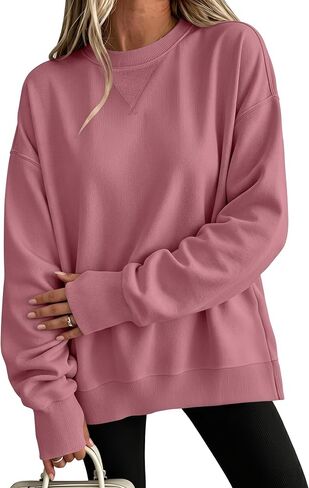 ANRABESS Women's Oversized Crewneck Long Sleeve Sweatshirts | Soft Fleece Pullover Tops with Thumb Hole Cuffs, Loose Fit Y2K Casual Outfits for School Daily Wear, Spring Fall Clothes in Saudi Arabia