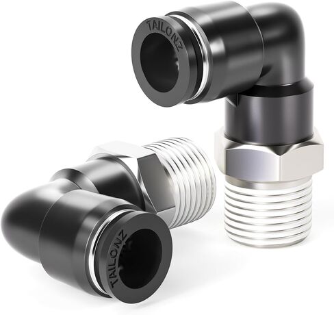 TAILONZ PNEUMATIC Male Elbow 3/8 Inch Tube OD x 1/4 Inch NPT Thread 90 Push to Connect Fittings PL-3/8-N2 (Pack of 10) in Kuwait
