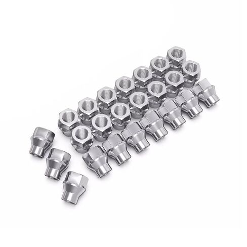 Set of 32 7/16x20 Chrome Open End Extended Thread ET Lug Nuts, 1.07" Tall, 0.9" Width, Cone Seat in Kuwait