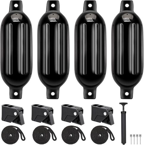 KEMIMOTO Boat Fenders Bumpers for 15-35ft Boats, 4 Pack Inflatable Boat Fenders with 4 Quick Release Adjustable Clips, Bumpers for Docking, Fit for Pontoon Bass and Jon Boats in Kuwait