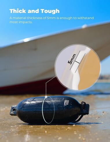 KEMIMOTO Boat Fenders Bumpers for 15-35ft Boats, 4 Pack Inflatable Boat Fenders with 4 Quick Release Adjustable Clips, Bumpers for Docking, Fit for Pontoon Bass and Jon Boats in Kuwait