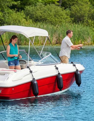 KEMIMOTO Boat Fenders Bumpers for 15-35ft Boats, 4 Pack Inflatable Boat Fenders with 4 Quick Release Adjustable Clips, Bumpers for Docking, Fit for Pontoon Bass and Jon Boats in Kuwait