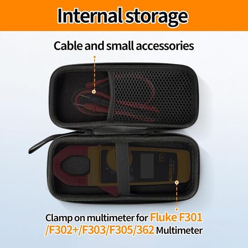 حقيبة تخزين ذات غلاف صلب من مادة EVA حقيبة حمل لجهاز Fluke F301/F302+/F303/F305/362 حقيبة اختبار متعددة (أسود) in Kuwait
