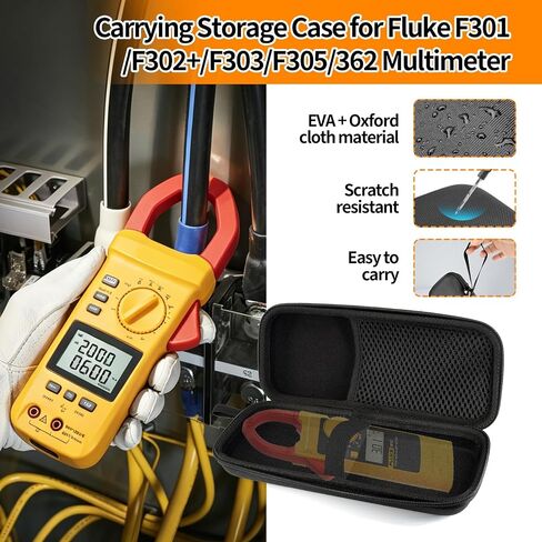 حقيبة تخزين ذات غلاف صلب من مادة EVA حقيبة حمل لجهاز Fluke F301/F302+/F303/F305/362 حقيبة اختبار متعددة (أسود) in Kuwait
