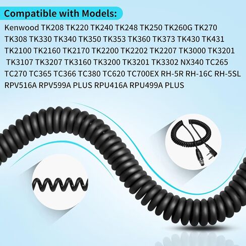 2 حزمة 2 دبوس إلى 5 دبوس كابل سلك لفائف كينوود TK208 TK220 TK240 TC265 TC270 TC365 RH-5R RH-16C RH-5SL RPV516A RPV599A Plus RPU416A RPU499A Plus ميكروفون محمول باليد in Kuwait