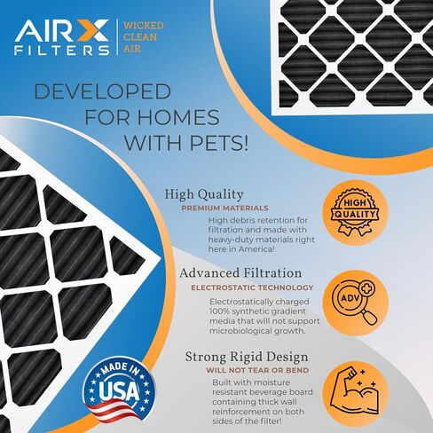 مرشحات AIRX الهواء النظيف الشرير. 20x25x1 فلتر الهواء مزيل الرائحة فلتر الكربون ميرف 7 التيار المتناوب HVAC مرشحات الفرن 6 حزمة in Kuwait