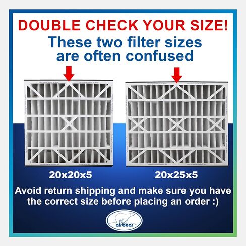 فلتر هواء Air Bear 20x25x5 MERV 13 (عبوتان) استبدال فلتر هواء HVAC مطوي (الحجم الفعلي: 19.75 × 24.25 × 4.9 بوصة) متوافق مع الجزء رقم: 266649-102 in Kuwait