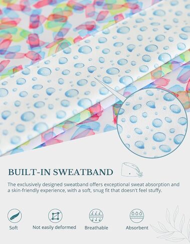 Colorful Color Blocks Double-Sided Printed Scrub Caps for Women with Buttons, Adjustable Helps Reduce Static Buildup Medical Hats, Breathable Surgical Caps with Sweatband for Long Hours in Kuwait
