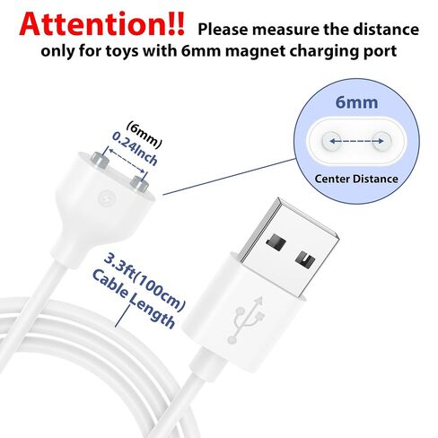 Vancle 2 Pack 6mm Magnetic USB DC Charging Cable with 2 Pins Charger Cord for Toys Massagers Electric Toothbrush in Kuwait