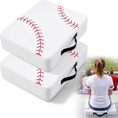 Novabright Extra Thick Stadium Seat Cushion 2 Pack 2.8" Football Baseball Print Waterproof 13.4" x 16.7" x 2.8" Bleacher Pads with Handle Sport Portable Seat Cushion for Games, Outdoor Event in Kuwait