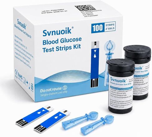 Glucose Test Strips, 100 Counts Test Strips for Diabetes + 100 Counts Blood Lancets, Suitable for G430/G520 G425-3 in Kuwait