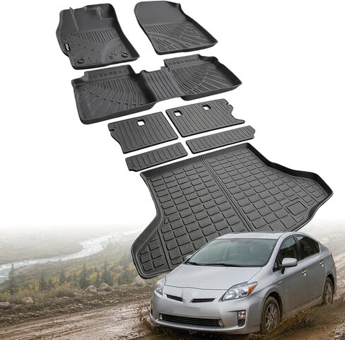 سجادات الأرضية وبطانة الحمولة متوافقة مع Toyota Prius 2010-2015 (غير مناسبة للتوصيل، V أو C) حماية من جميع الأحوال الجوية TPE، بطانة أرضية مضادة للانزلاق متوافقة مع ملحقات Prius 2010 2011 2012 2013 2014 2015 in Kuwait