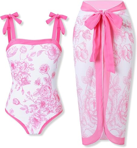 Teens Girls One Piece Swimsuit Bathing Suit for Girls with Mesh Cover Ups Summer Beach Swimwear 11-15Y in Saudi Arabia
