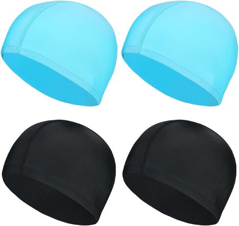 GSHLLO 4 Pcs Elastic Fabric Swimming Hat Unisex Cloth Swim Cap Non Slip Swimming Cap Stretchable Pool Bathing Cap for Adult Kids in Kuwait