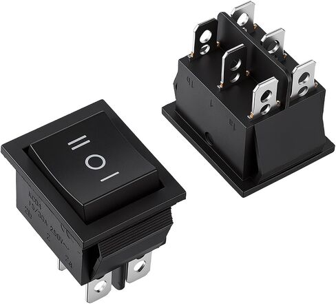 2 PCS DPDT Black Rocker Tpggle, 6 Pin 3 Way on off on Rocker Switch Single Pin Momentary Switches Mini Momentary Rockers Switches for Home Car Marine Supplies in Kuwait