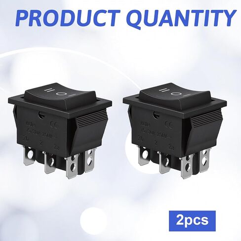 2 PCS DPDT Black Rocker Tpggle, 6 Pin 3 Way on off on Rocker Switch Single Pin Momentary Switches Mini Momentary Rockers Switches for Home Car Marine Supplies in Kuwait
