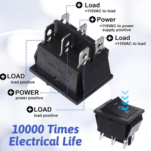 2 PCS DPDT Black Rocker Tpggle, 6 Pin 3 Way on off on Rocker Switch Single Pin Momentary Switches Mini Momentary Rockers Switches for Home Car Marine Supplies in Kuwait