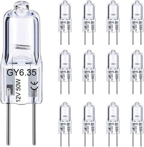 taiyaloo gy6.35 مصابيح الهالوجين 12 فولت 50 واط، 12 حزمة 2 دبوس gy6.35 لمبة قاعدة، استبدال t4 أنبوبي jcd نوع لمبة لأضواء السقف، مصباح الطاولة، الثريا، 2700 كيلو أبيض دافئ، عكس الضوء in Kuwait