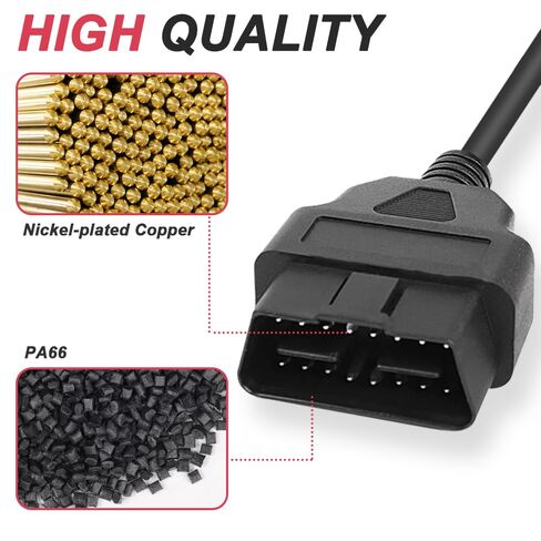 OBD2 to Cigarette Lighter Female Socket Adapter Cable, 16Pin OBD Male to Female Cigarette Lighter Power Cable for OBD2 Equipment Car Accessories with Waterproof Cover (50cm/20in) in Kuwait