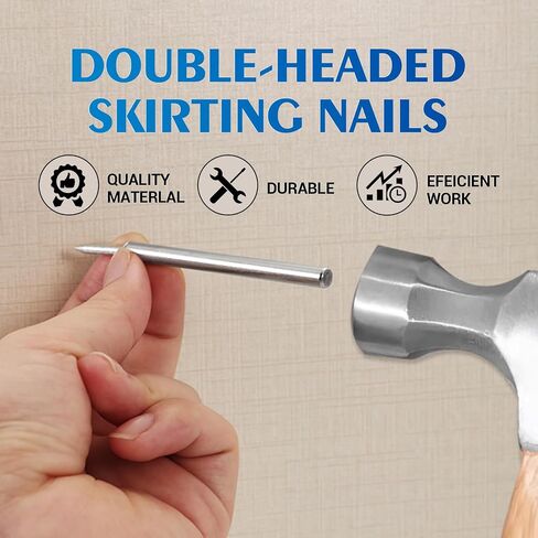 50 Pcs Double-Headed Skirting Seamless Nails, Invisible Fasteners for Baseboard and Furniture, Includes Sleeve Installation Tool, Solid Wood Security Nails in Kuwait