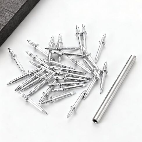 50 Pcs Double-Headed Skirting Seamless Nails, Invisible Fasteners for Baseboard and Furniture, Includes Sleeve Installation Tool, Solid Wood Security Nails in Kuwait