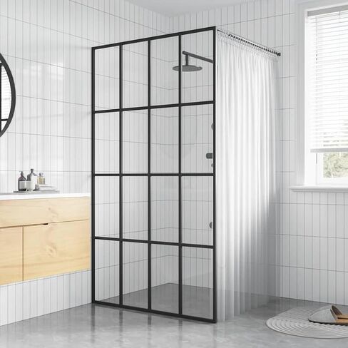 Modern Walk-in Shower Screen, Clear Tempered Glass Partition with 0.2" Thick Safety Glass, Heavy-Duty Aluminum Frame, 4 Pcs with Cross Strip Decoration in Saudi Arabia