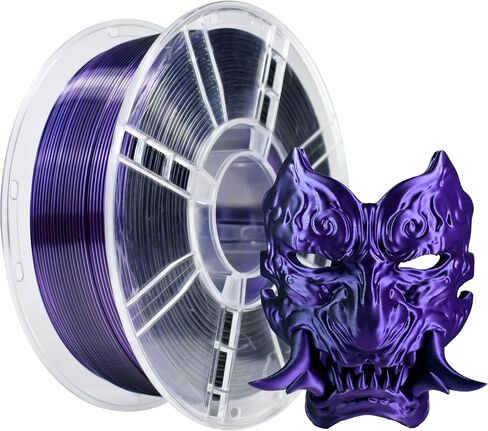 iBOSS Silk Dual Color Purple Black PLA Plus Filament، 1 كجم خيوط طابعة ثلاثية الأبعاد عالية السرعة 1.75 مم +/ -0.02 مم، مناسبة لمعظم طابعات FDM، PLA+ خيوط ثلاثية الأبعاد (حرير أرجواني أسود) in Kuwait
