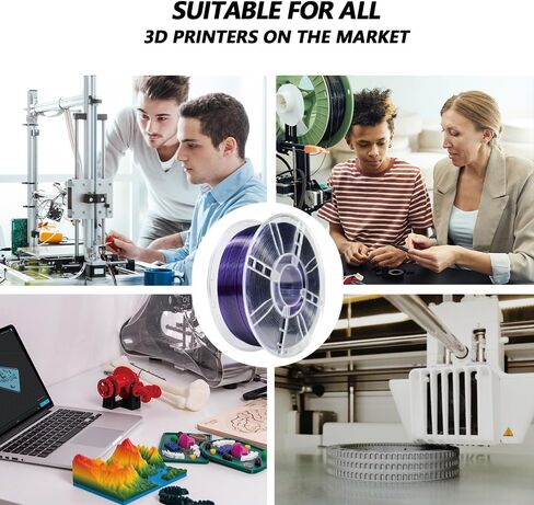 iBOSS Silk Dual Color Purple Black PLA Plus Filament، 1 كجم خيوط طابعة ثلاثية الأبعاد عالية السرعة 1.75 مم +/ -0.02 مم، مناسبة لمعظم طابعات FDM، PLA+ خيوط ثلاثية الأبعاد (حرير أرجواني أسود) in Kuwait