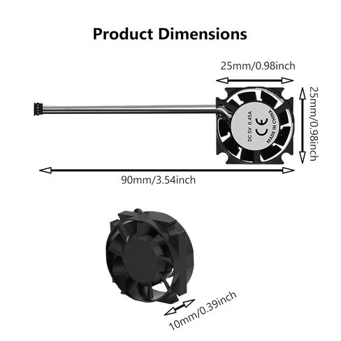 لمروحة تبريد P2S Extruder Hotend 2510 DC 5V 25x25x10mm مروحة طابعة ثلاثية الأبعاد | لـ Bambu Lab P2S، محمل كروي مزدوج، مروحة تبريد مع خط كابل، مروحة نهاية ساخنة صامتة، 16000 ± 10% دورة في الدقيقة in Kuwait