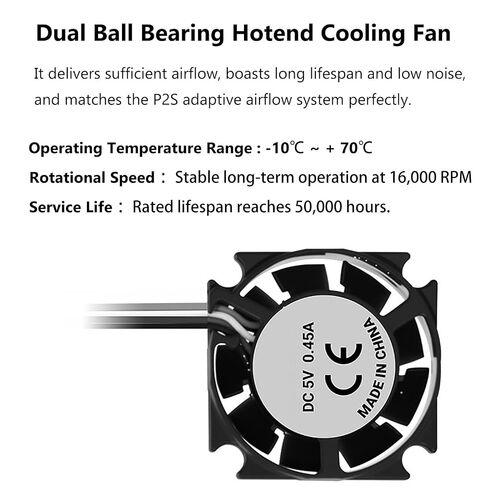 لمروحة تبريد P2S Extruder Hotend 2510 DC 5V 25x25x10mm مروحة طابعة ثلاثية الأبعاد | لـ Bambu Lab P2S، محمل كروي مزدوج، مروحة تبريد مع خط كابل، مروحة نهاية ساخنة صامتة، 16000 ± 10% دورة في الدقيقة in Kuwait