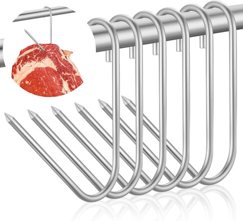 Teenyyou 6pcs Pit Barrel Cooker Meat Hooks, Stainless Steel Smoker Hooks for Smoking, Drying, Butchering, BBQ, Grilling, Jerky in Kuwait