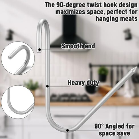 Teenyyou 6pcs Pit Barrel Cooker Meat Hooks, Stainless Steel Smoker Hooks for Smoking, Drying, Butchering, BBQ, Grilling, Jerky in Kuwait