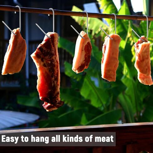 Teenyyou 6pcs Pit Barrel Cooker Meat Hooks, Stainless Steel Smoker Hooks for Smoking, Drying, Butchering, BBQ, Grilling, Jerky in Kuwait